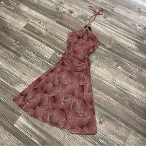 BCBGMaxAzria Strapless Red Geometric Dress